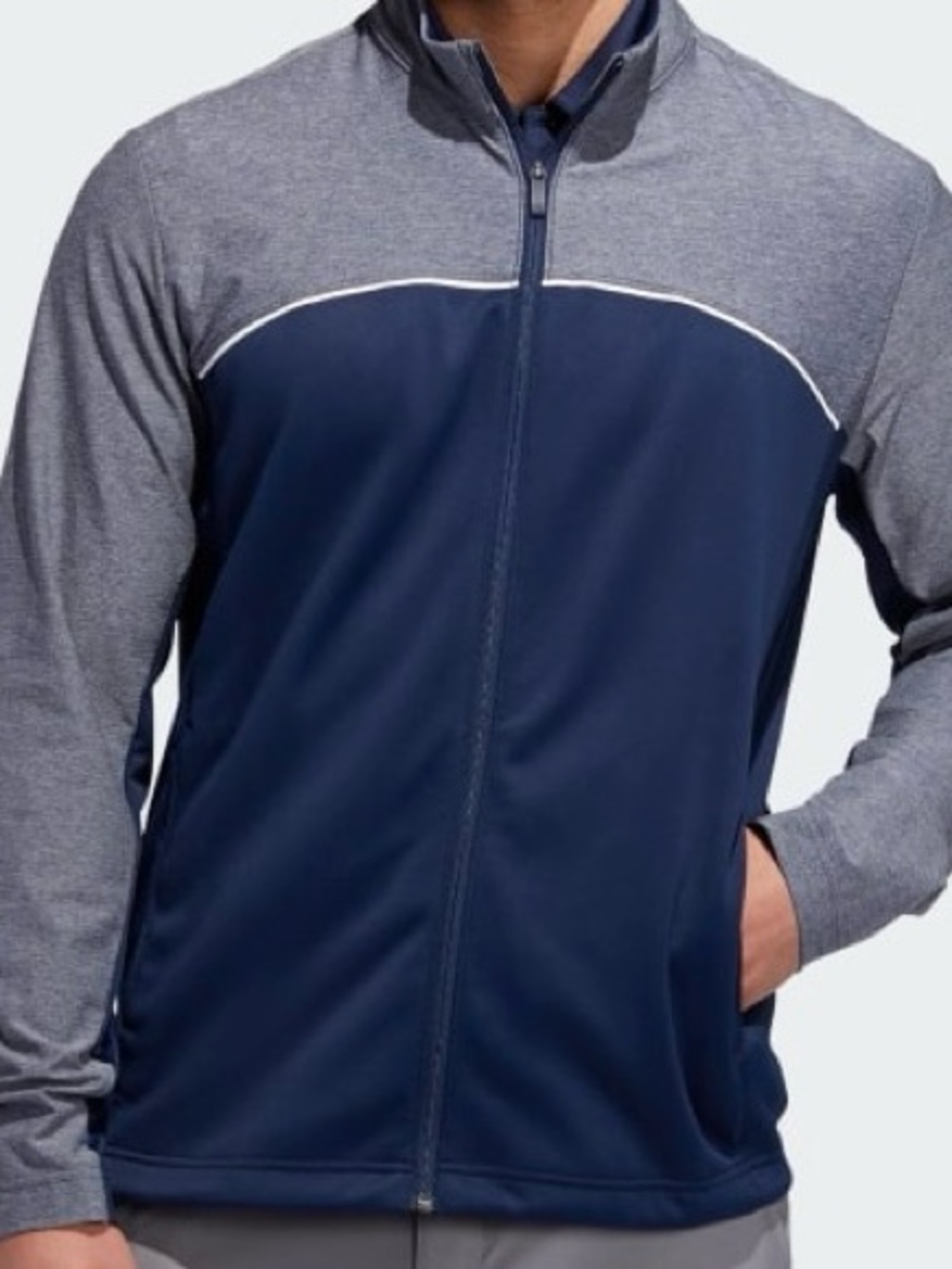 adidas Men’s Go to Golf Navy and Gray Lightweight Full-Zip Jacket